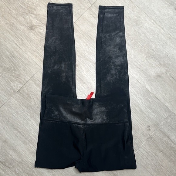 SPANX faux leather moto black high waisted leggings pants 2437 size M - Picture 5 of 7